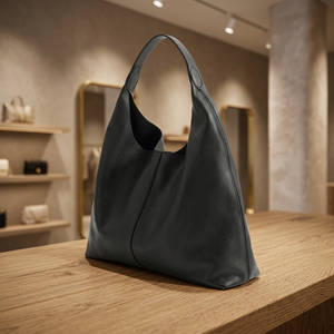 Pochette décontractée pour femme en cuir véritable BS INTERNATIONAL, couleur noire, deux sangles, fermeture à glissière, imperméable, durable, grande capacité - Product Image 3