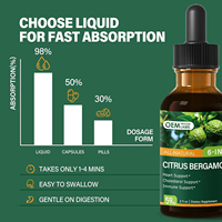 Complément d'extrait de citron bergamote OEM 6 en 1, gouttes de citron bergamote avec extrait de pépins de raisin et d'ail pour la santé cardiaque et immunitaire