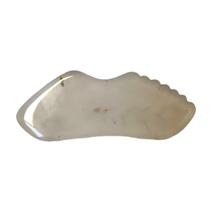 Herramienta Facial Gua Sha de Ágata Gris Natural, Masajeador de Piedra con Borde Irregular Personalizado - Product Image 1