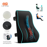 Coussin lombaire ergonomique certifié YUE RISE en mousse à mémoire de forme respirante pour soulager la douleur, idéal pour avion, voiture, chaise de bureau