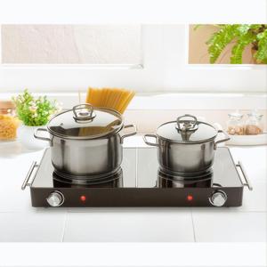 Cocina Eléctrica de Cerámica Universal para Exteriores de 3000W, Doble Quemador, <span class=keywords><strong>Placa</strong></span> Radiante Infrarroja con Tapa de Vidrio y Asa de Acero Inoxidable - Product Image 3