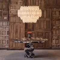 Lustre rectangulaire rond en cristal de quartz lustres en roche naturelle de conception moderne pour le plafond haut de salon