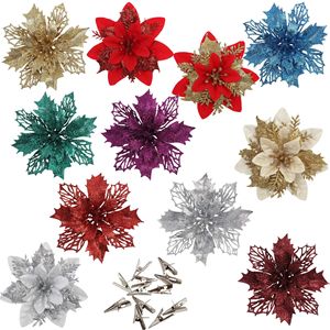 Flores Navideñas Artificiales Guanyi, Decoraciones de Flor de Pascua Brillantes de Colores Mezclados para Decoración de Fiestas, Hogar y Bodas - Product Image 1