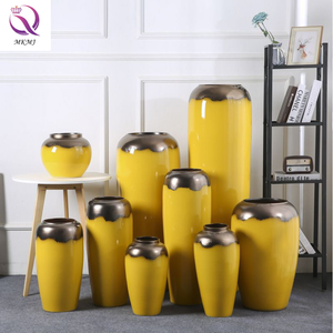 Florero grande amarillo seco para sala de estar, decoración de arreglo de <span class=keywords><strong>flores</strong></span> para hotel, jardín, luz de lujo, gran jarrón de sol de piedra - Product Image 5