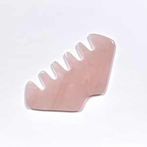 Herramienta de Masaje de Cabeza de Piedra Natural con Logotipo Personalizado, para Uso en Spa, Antifatiga, Peine Gua Sha de Cuarzo Rosa - Product Image 5