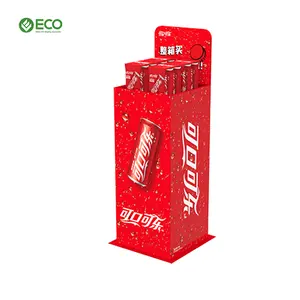 Estante de exhibición personalizado para supermercado, soporte de exhibición de cartón de elevación automática para bebidas