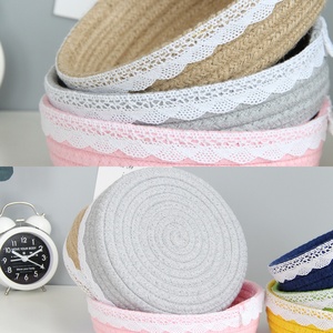Panier de rangement amovible en feutre pour la garderie, mini paniers décoratifs tissés en forme d'animaux pour Pâques, grands paniers avec couvercles, panier de mariage avec dentelle - Product Image 4