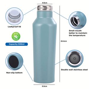 Bouteille isotherme portable 500/750 ml à double paroi, anti-fuite, en acier inoxydable 304, forme hexagonale diamant, écologique, avec logo personnalisé - Product Image 2