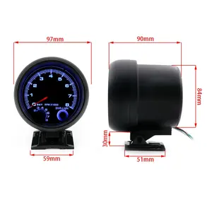 Tachymètre noir de 3 3/4 pouces, jauge de 0 à 8000 tr/min avec LED bleu clair, compteur de voiture de course en nouvel état - Product Image 2