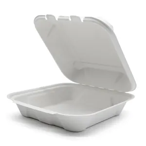 Caja de hamburguesas PFAS, recipiente desechable Biodegradable para comida para llevar