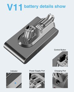 Goxion Dy-V11 cho V11 V15 SV15 sv16 SV22 Máy hút bụi pin <span class=keywords><strong>Lithium</strong></span>-ion thay thế 18V-21V 6800mAh gói - Product Image 5