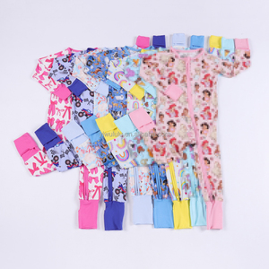 220 per bambini/240/260 GSM tuta di bambù <span class=keywords><strong>bambina</strong></span> <span class=keywords><strong>pigiama</strong></span> neonato <span class=keywords><strong>bambina</strong></span> <span class=keywords><strong>bambina</strong></span> tute dormienti body doppio pagliaccetto con cerniera - Product Image 1