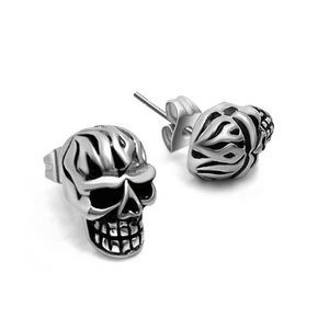 Pendientes con forma de calavera, joyería de moda para hombre de acero de titanio CF004 - Product Image 1