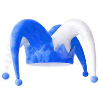 Chapeau de bouffon noir et blanc en velours pelucheux, chapeau de costume d'Harlequin, chapeau de clown pour Halloween, chapeau de fête de carnaval, chapeau amusant pour festival, adulte et enfant