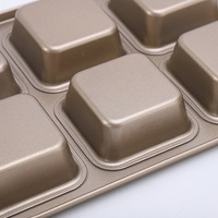 Mini moule de cuisson carré jetable en acier inoxydable avec 12 et 6 cavités pour four domestique, pour pain, gâteau, Noël, mariage