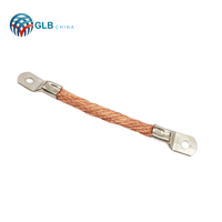 GLB Bande de terre flexible tressée en cuivre non revêtu C11000, avec bornes à sertir, pour connexion de mise à la terre électrique et barre omnibus