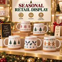 Mug à café en céramique personnalisé imprimé en gros, motif élan peint à la main, 11 oz, emballé dans une boîte cadeau, cadeau de Noël haut de gamme