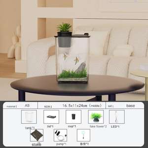 <span class=keywords><strong>3</strong></span>ガロン超透明ガラス水槽、リムレス低水族館 - Product Image 3
