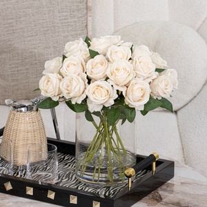 Decoración del hogar Arreglo de flores artificiales de color rosa claro con jarrón para recepción de hotel Decoración de boda - Product Image 1