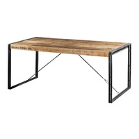 Table basse carrée en bois Manmohan avec pieds en métal, design rustique moderne, durable et facile à nettoyer, meubles de salon