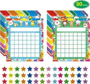 Gestión del Comportamiento en el Aula y en el Hogar para Estudiantes, 2400 Pegatinas de Estrellas, Material de Papel, 80 Paquetes, Tabla de Recompensas para Niños - Product Image 2