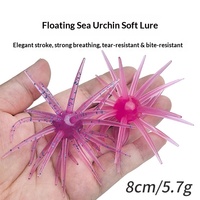 Vente en gros d'appâts artificiels souples en TPE bionique haute élasticité, imitation oursin flottant, pour la pêche au bar, de taille moyenne à grande, perforés, sans hameçons