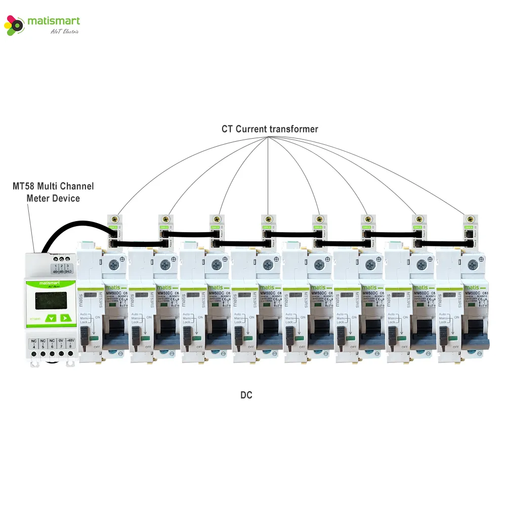 MT58 전력 모니터링 시스템 멀티 채널 딘 레일 에너지 미터 LCD 디스플레이 에너지 관리 미터 전기 모니터