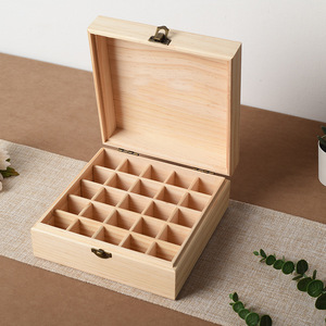 Boîte en bois rectangulaire multi-compartiments pour huiles essentielles, avec couvercle rabattable, organiseur de rangement pour bureau, thé, bijoux et articles ménagers - Product Image 1