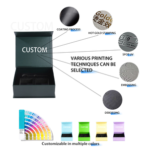 Tùy chỉnh bán buôn từ hộp với nam châm in logo tái chế quà tặng bao bì hộp giấy hộp đen với spone lót - Product Image 1