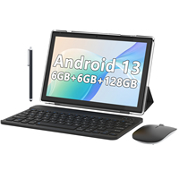 Tablette de jeu Android 13 avec écran de 10 pouces, Wi-Fi, RAM 6 Go + 6 Go, disque dur 128 Go, batterie 6000 mAh