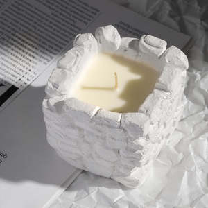 Bougie parfumée en plâtre AIKUN, pot en gypse texturé, cire de soja pour aromathérapie, décoration intérieure, cadeau, vente en gros et étiquette personnalisée - Product Image 1