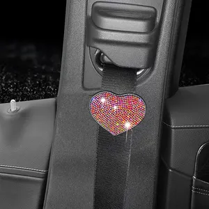 Ajustador de fijación Universal para cinturón de seguridad de coche, tope de ajuste, funda limitadora de cuero con diamantes