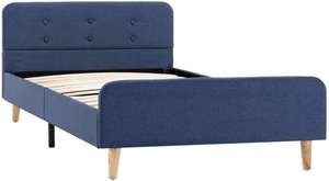 Tessuto blu Telaio del <span class=keywords><strong>Letto</strong></span>, <span class=keywords><strong>Letto</strong></span> <span class=keywords><strong>Singolo</strong></span> Telaio con Gambe In Acciaio e Testata, per la Camera Da <span class=keywords><strong>Letto</strong></span> o In Albergo In Camera <span class=keywords><strong>90x200</strong></span> cm - Product Image 4