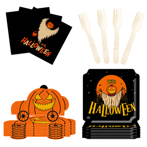 DAMAI Ghost Pumpkin Head and Pumpkin Truck Theme Paper Plates Cups and Napkins for Halloween Supply - Product Image 5