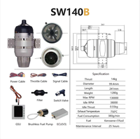 Moteur turbojet SW140B 14 kg de poussée, moteur turbojet Swiwin pour avion RC, drone, aéronef