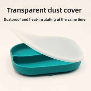 Plateau d'alimentation carré en silicone à trois compartiments pour enfants, avec ventouse, conception monobloc compartimentée, sûr pour bébé, qualité alimentaire, pour la diversification alimentaire - Product Image 4