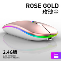 Laptop dan Mouse Nirkabel Dual Mode untuk Kantor, Mouse Rechargeable dengan Lampu LED Senyap 2.4G RGB