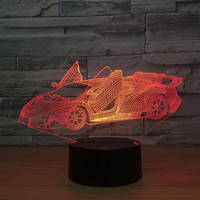 Voiture de sport en acrylique Avion Veilleuse 3D Plaque acrylique Changement de couleur RVB Lampe de bureau LED Lampe à illusion 3D
