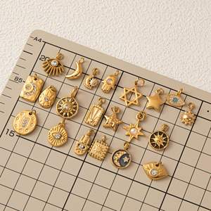 Stock Acier Inoxydable DIY Basic Loose 3mm Charm Daquan Sun Moon Pendentif Collier Or 18K Couleur Vide Electroplaqué Four - Product Image 1