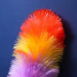 Rainbow-Colored Microfiber Feather Duster Flexible With Plastic Rubber Handle For Household Cleaning