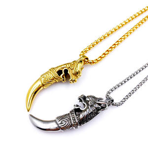 <span class=keywords><strong>Collana</strong></span> Hip Hop da Uomo <span class=keywords><strong>con</strong></span> <span class=keywords><strong>Ciondolo</strong></span> a Forma di <span class=keywords><strong>Dente</strong></span> di Drago in Acciaio Inossidabile Dorato - Product Image 5