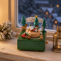 Boîte à musique de Noël en bois MELODY, train de Noël magnétique rotatif à remonter, pour table, intérieur