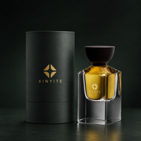 Flacon de parfum vide carré à double paroi de 30 ml, bouchon noir mat de luxe, logo personnalisé, récipient en verre pour parfum