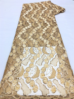 S3462 Tissu en dentelle française à sequins 100 % polyester, tendance et à prix abordable, pour robes de soirée pour femmes