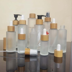 ขวดครีมแก้วฝ้าแบบเครื่องสำอาง ขวดสเปรย์โลชั่น ฝาไม้ไผ่รักษ์โลก บรรจุภัณฑ์ผลิตภัณฑ์ดูแลผิว - Product Image 2