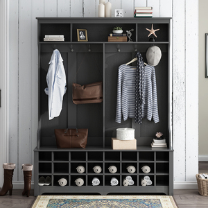 Free Shipping Modern Wooden Entry Coat Shoes Storage Cabinet Racks With Shelf