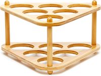BH Chic Étagère de comptoir élégante, porte-bouteilles de table, support de rangement et de présentation de vin en bambou avec fentes pour 6 bouteilles