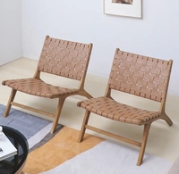 Nouvelle Arrivée Chaise de Salle à Manger Minimaliste en Bois Massif avec Dossier en Cuir de Selle, Mobilier de Maison Rafraîchissant