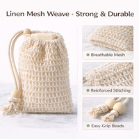 Sacs à savon en sisal personnalisés, petites pochettes en maille à cordon, en coton naturel et chanvre, biodégradables, réutilisables, pour la maison