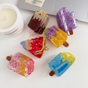 2026 New Creative Popsicle Hair Clip Acrylic Claw Clip Fun Cute Girly Sun Moon Stars Retro Handmade Hot-Selling Hair - Product Image 1